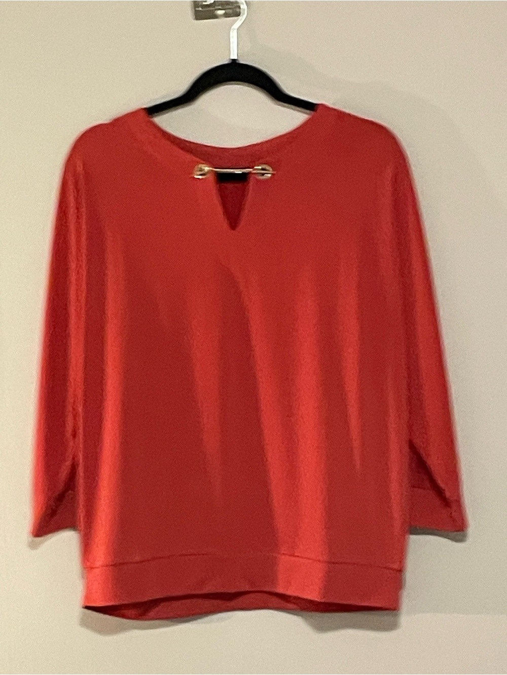 Tahari Women's Red Long Sleeve Top with Gold Accent. Item # 11697